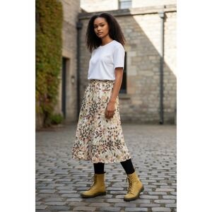 Ruby Rd Colorful Orange Tiered Midi Skirt Sz 18 Cotton Boho Floral Flowy Lined